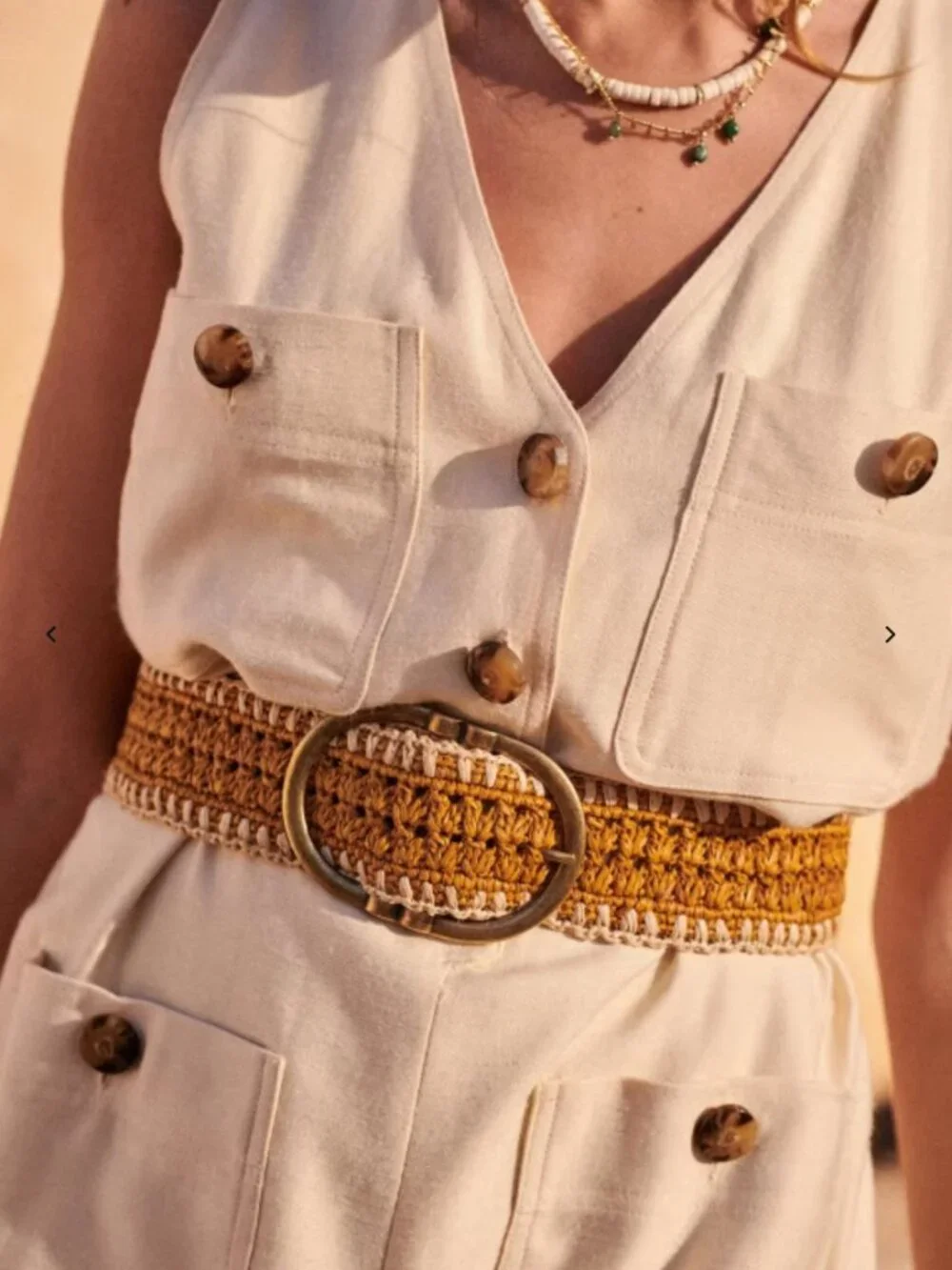 NWT Sezane Fétiche Belt Natural ochre raffia